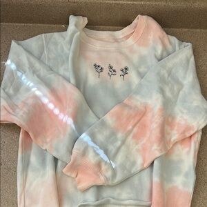 Hollister Tie-Dye Sweater with Floral Embroidery